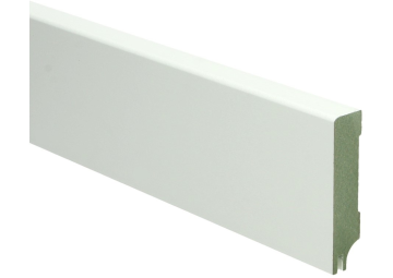 MDF Moderne plint 15x70mm wit gelakt met uitsparing RAL 9010