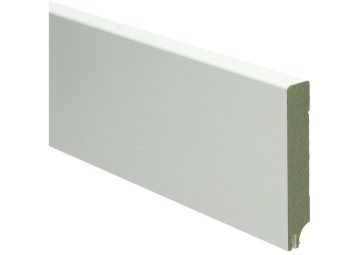MDF Moderne plint 15x90mm wit gelakt met uitsparing RAL 9010