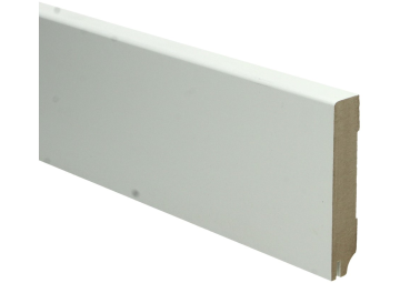 MDF Moderne plint 18x90mm wit gelakt met uitsparing RAL 9010