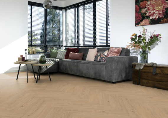 Douwes Dekker PVC Klik Brede Visgraat Creme Brulee - 7mm Klik PVC