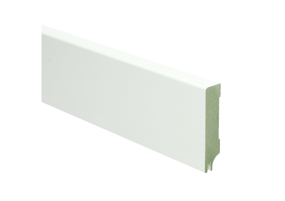 MDF Moderne Plint 70x15mm Wit Gelakt met Uitsparing RAL 9010