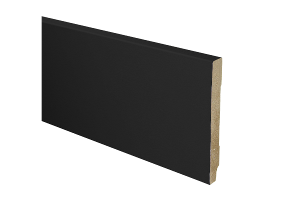 MDF Plint Recht 120x15mm Zwart Gefolied