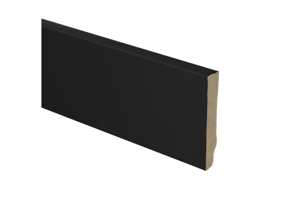 MDF Plint Recht 70x12mm Zwart Gefolied