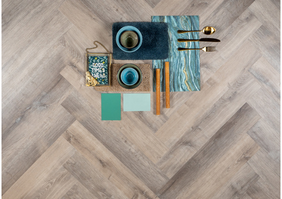 OTIUM Mist Herringbone SPC Rigid - 5.5mm PVC Klik Visgraat