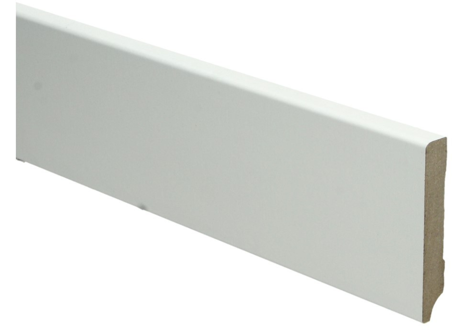 Licht Encommium gloeilamp MDF Moderne Plint 12x70mm Wit Voorgelakt RAL 9010 | Woodstep